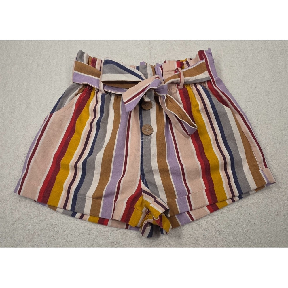 Haute Monde Women's Size L Striped Tie Waist Shorts